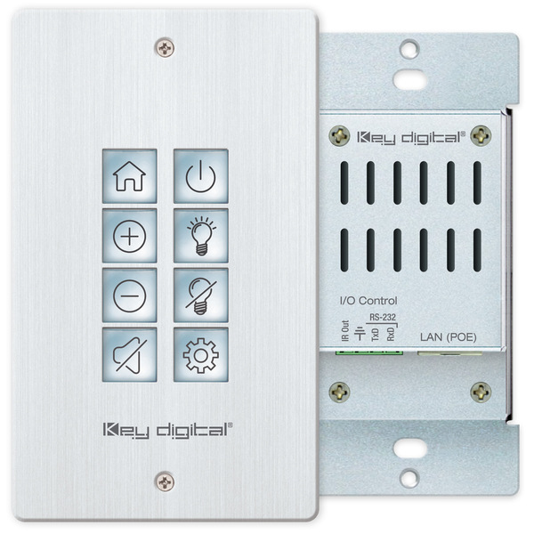KD-WP8-3 8 BUTTON WEB UI PROGRAMMABLE IP CONTROL WALL PLATE KEYPAD WITH POE (1) IR PORT, (1) RS232 PORT